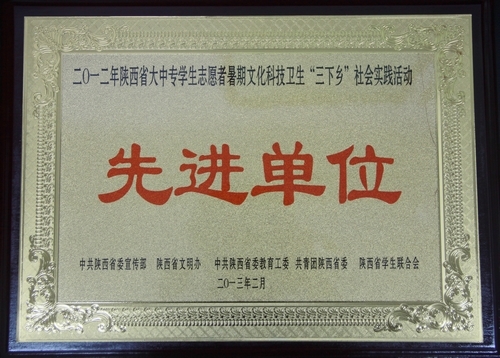 我校荣获2012年陕西省大学生暑期社会实践活动先进单位,优秀团队和图片