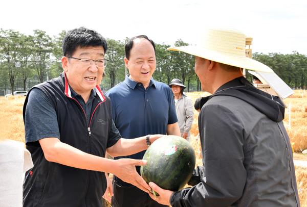 1、吴普特、韦革宏慰问参加“三夏”劳作师生--支勇平摄影.JPG